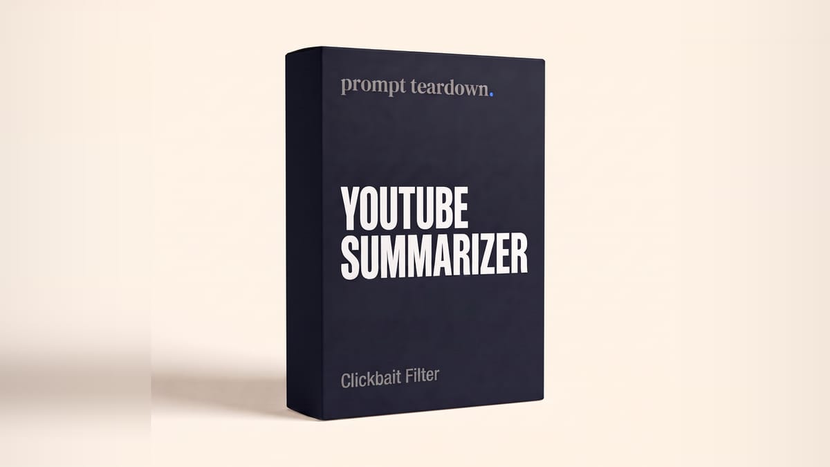 Cover of the YouTube summarizer and clickbait filter prompt pack